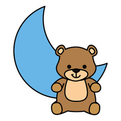 Obraz na płótnie Canvas cute teddy bear with moon isolated icon vector illustration design