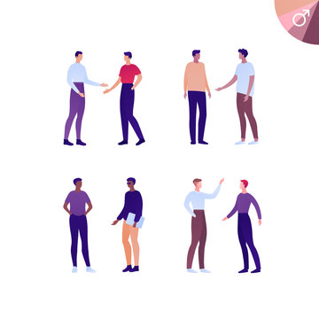 Citizen male diverse ethnic people set. Vector flat person illustration. Group of men in casual and fashion cloth. Design element for banner, poster, background, sketch, art