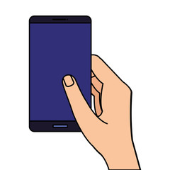 hand using smartphone device isolated icon vector illustration design