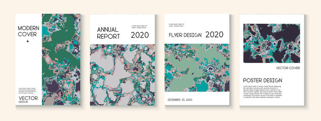 Fluid Paint, Clay Texture Vector Cover Layout. Trendy Magazine, Music Poster Template. Modern Earth Day Ecology Poster