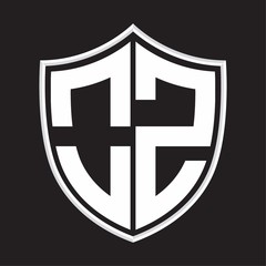 OZ Logo monogram with shield shape isolated on outline design template
