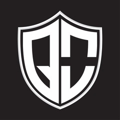 QO Logo monogram with shield shape isolated on outline design template