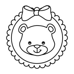 face of cute teddy bear in lace frame vector illustration design