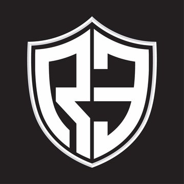 recommend clip art: RE Logo monogram with shield shape isolated on outline design template