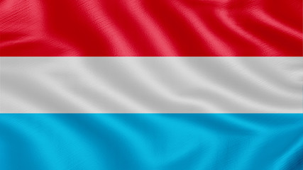Flag of Luxembourg. Realistic waving flag 3D render illustration with highly detailed fabric texture.