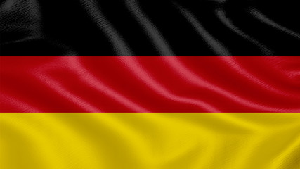 Obraz premium Flag of Germany. Realistic waving flag 3D render illustration with highly detailed fabric texture.
