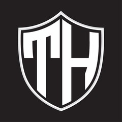 TH Logo monogram with shield shape isolated on outline design template