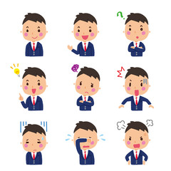 ビジネスマンの表情のイラストセット