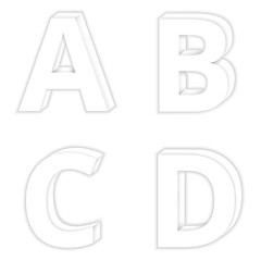 Letters A to D color White Modern 3D style.