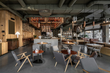 Interior of modern cafe in loft style - 324543390