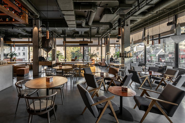 Fototapeta Interior of modern cafe in loft style obraz