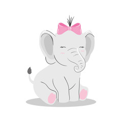 cute elephant female in white background vector illustration design
