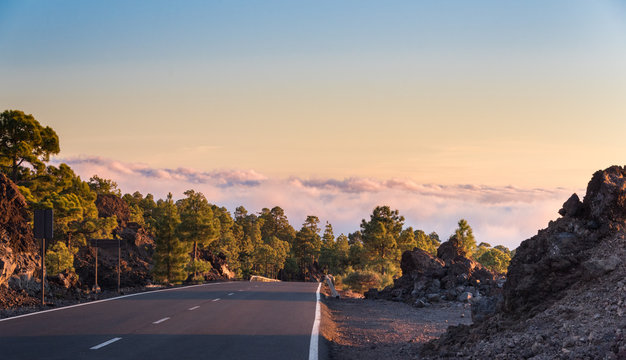 road at sunset