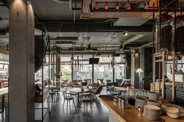 Interior of modern cafe in loft style