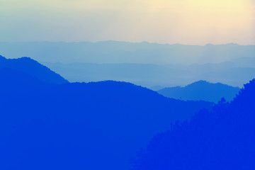 Trendy blue color of moutain hill layer.
