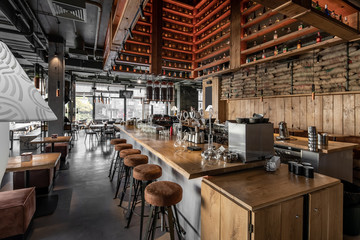 Interior of modern cafe in loft style - 324545136