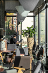 Interior of modern cafe in loft style