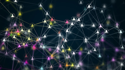 Social network connection. Community technology background.