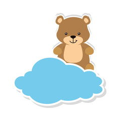 Fototapeta na wymiar cute teddy bear in cloud isolated icon vector illustration design