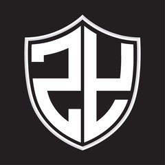 ZY Logo monogram with shield shape isolated on outline design template