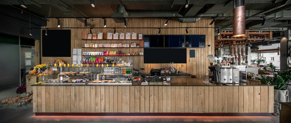 Interior of modern cafe in loft style - 324546575