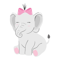cute elephant female isolated icon vector illustration design