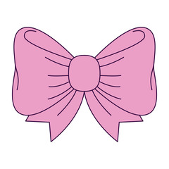 cute bow ribbon decoration icon vector illustration design