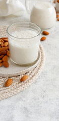 Obraz na płótnie Canvas Vegan almond milk, non dairy alternative milk