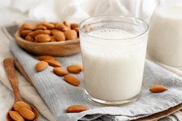 Fotobehang Vegan almond milk, non dairy alternative milk © katrinshine