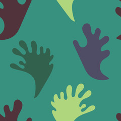 seaweed green violet abstract pattern on turquoise  background