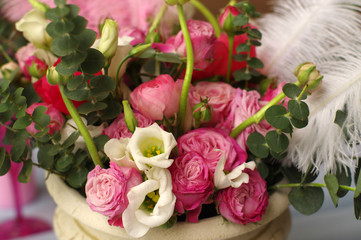A wedding bouquet of roses.