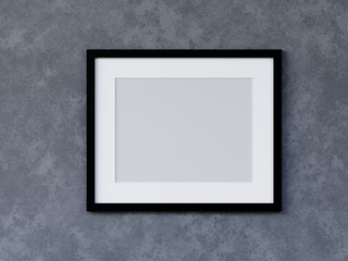 Group of picture frame on the concrete wall. 3d render.