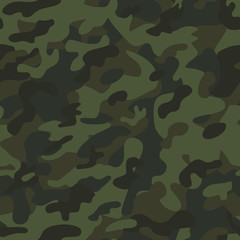 Camouflage texture seamless olive color pattern. Army camo fashion background print, stylish vector element for textile