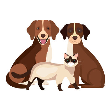 group of dogs with cat icons design