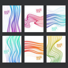 Set of colorful vector backgrounds with color gradient waves. Dynamic wavy blank for cover, booklets, brochures, flyer.