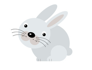 cartoon scene with polar rabbit on white background - illustration