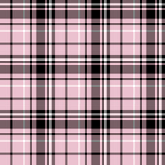 Seamless pattern in amazing black, light pink and white colors for plaid, fabric, textile, clothes, tablecloth and other things. Vector image.