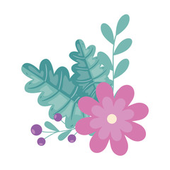 Fototapeta premium cute flower with leafs decoration vector illustration design