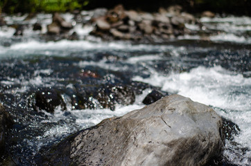 water flowing over rocks