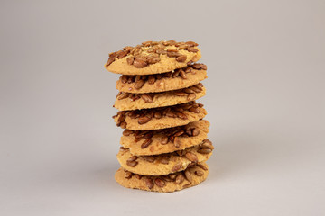 Stacks of fresh tasty cookies with seeds