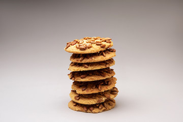 Stacks of fresh tasty cookies with seeds