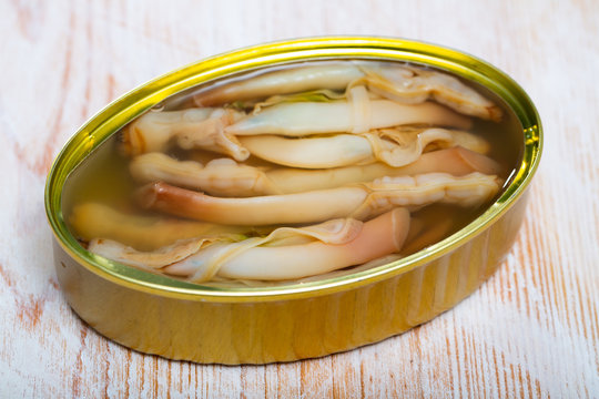 Marinated in oil Navajas shellfish