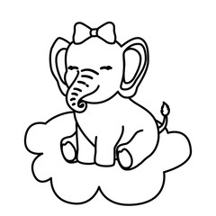 cute elephant female in cloud isolated icon vector illustration design