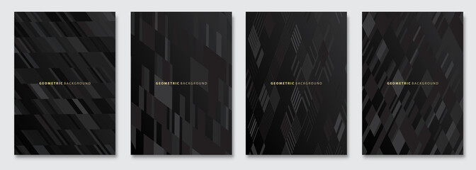 Vector abstract background, dark subtle creative wave patterns, geometric gradient texture. Deluxe Minimal pattern design. Black Modern Cover templates set.