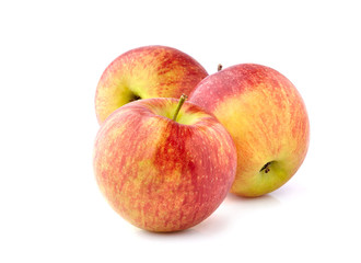 Red apples closeup  on white background.
