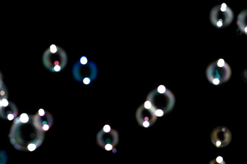 Blurred of Bubble on black background, Bokeh with background.