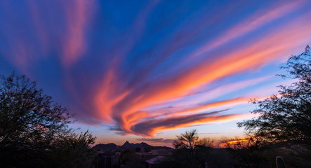 Swirling sunset skies in Scottsdale, Arizona