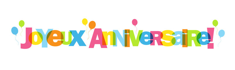 Bannière typographique arc-en-ciel JOYEUX ANNIVERSAIRE 