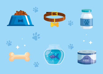 Fototapeta premium bundle of pet shop icons vector illustration design