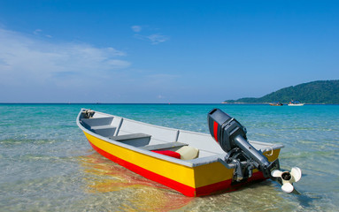 Boat at Perhentian Kecil Island beach, Terengganu, Malaysia.